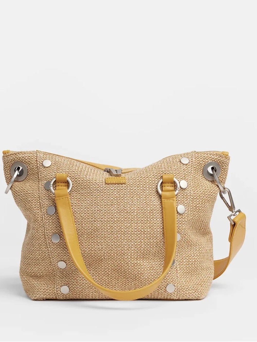 Hammitt Natural Woven Tote with Yellow Leather Handles